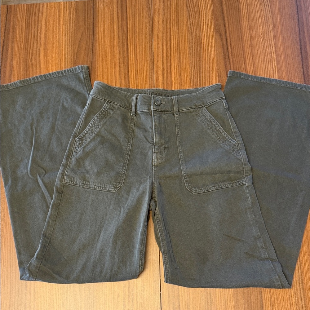American Eagle Outfitters Olive Green Wide Leg Jeans